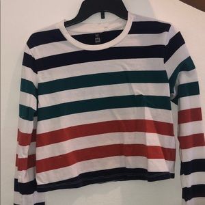 Long Sleeve Multi Color Crop Top